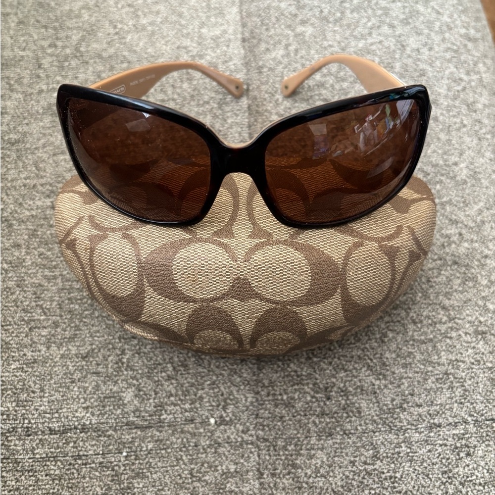 Coach Black and Brown Oversized Sunglasses